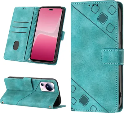 Produktbild von Hülle für Xiaomi 13 Lite Prägung Flip Leder Brieftasche Schutzhülle mit Ständer Grün