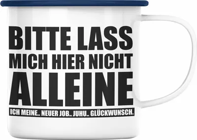 Produktbild von Trendation - Kollege Kollegin Abschied Geschenk Emaille Tasse Spruch Abschiedsgeschenk Emaille Emaille Tasse Neuer Job Jobwechsel (Blau)