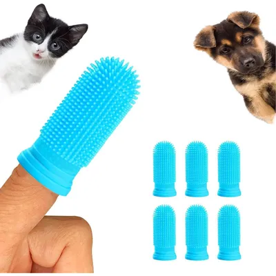 Produktbild von Fingerzahnbürste Hund Katze 6 Stück Silikon 360° Zahnpflege Kit