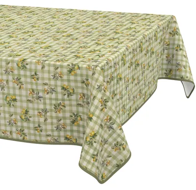 Produktbild von Tischdecke 140x120cm Rechteckig Grün Barcelona Stoff Premium Karo Zitrone wasserabweisend pflegeleicht mit Saumkante