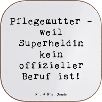Produktbild von Mr. & Mrs. Panda Untersetzer für Gläser Spruch Pflegemutter Superheldin - Weiß - Geschenk, Liebe, Pflegekinder, Fürsorge, Tassenuntersetzer, Tischuntersetzer, Pflegekind