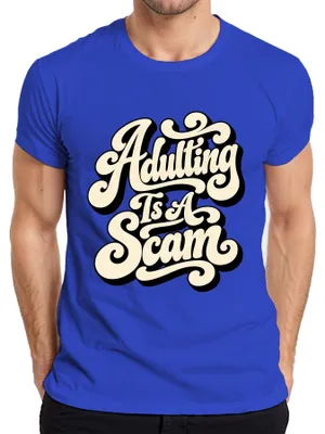 Produktbild von Adulting Is A Scam Lustiger Spruch Sarkasmus Erwachsenwerden Fun Herren T-Shirt, Blau, L