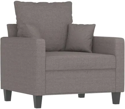 Obrázok produktu pre Kreslo čalúnené látkou, farba taupe, výška 60 cm, s hrubšie čalúnenými podrúčkami a operadlom, pohodlné sedadlo na čítanie a relaxáciu, robustná kovová konštrukcia, nosnosť do 110 kg