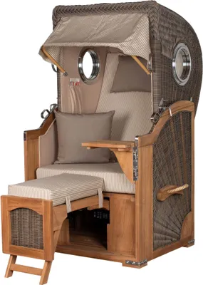 Produktbild von Strandkorb-Set - bene living - Ammersee Single Teak - PE grau - Modell 510 - inkl. Liftersystem