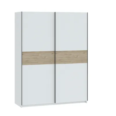 Obrázek produktu pro Šatní skříň 151 cm RANDLER - bílá / ořech hickory