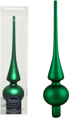 Produktbild von Christbaumspitze Echt Glas 26 x 6 cm Matt Glanz Weihnachtsbaum Spitze Baumspitze Christbaumschmuck Deko, Farbe:Holly Green Matt
