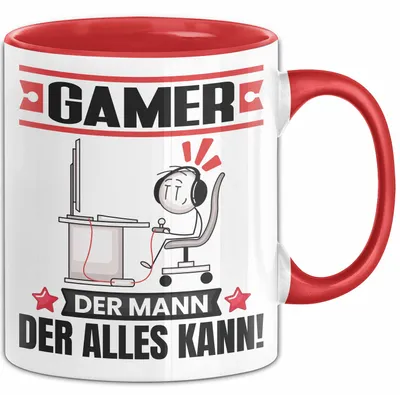 Produktbild von Gamer Tasse Geschenk für Gamer Der Mann Der Alles Kann Geschenkidee zum Geburtstag (Rot)
