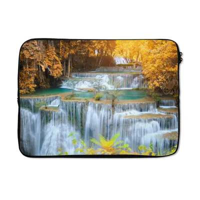 Produktbild von MuchoWow® Laptop Hülle 13 Zoll Wasserfall - Herbst - Bäume - Braun - Wasser Laptoptasche - Laptophülle - Sleeve - Rundumschutz