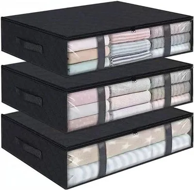 Obrázek produktu pro Úložné vaky pod postel - Úložné boxy na oblečení - 40 litrů - Skládací úložné kontejnery na ložní prádlo se zesílenými úchyty a zipy pod postelí - Úložný box na přikrývky - Peřiny