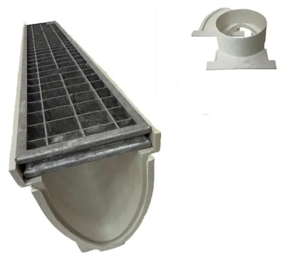 Produktbild von Xanie Entwässerungsrinne V mit Pressgitterrost 30/30 Klasse A 100cm + Ablaufanschluss-Set horizontal
