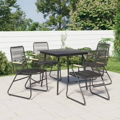 Image de The Living Store Chaises de jardin 4 pcs Noir 58x59x85,5 cm PVC Rotin