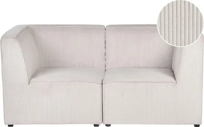 Produktbild von BELIANI Sofa Beige Stoffbezug aus Cord mit Armlehnen 2-Sitzer Modulsofa Wohnzimmermöbel Modern Wohnecke Sitzecke