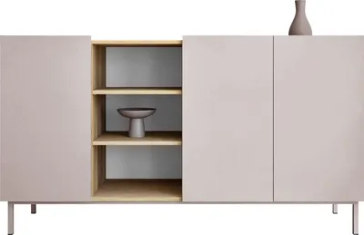 Produktbild von MIRJAN24 Sideboard System 72, Stilvoll Wohnzimmer, Sideboard mit drei Drehtüren (Farbe: Cashmere / Cashmere + Eiche Cremona)
