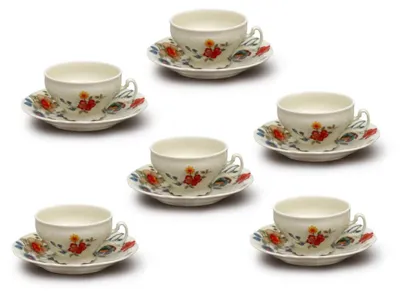 Produktbild von Thun 1794 Bernadotte, Teetassen und Untertassen, 205 ml, Elfenbein, Blumen, Thun, 6 Stück