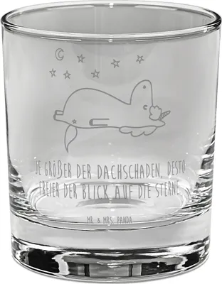 Produktbild von Mr. & Mrs. Panda gravur glas Einhorn Sternenhimmel - Transparent - Geschenk, Tumbler, Verrückt, Einhörner, Cocktailglas, Longdrinkglas, für Gin, Sterne, Unicorn