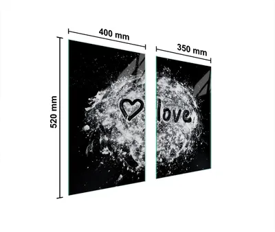 Produktbild von Herdabdeckplatten 2 teilig 75x52 Glaskeramikkochfeld Abdeckung Glas Schneidebrett Liebe Herz