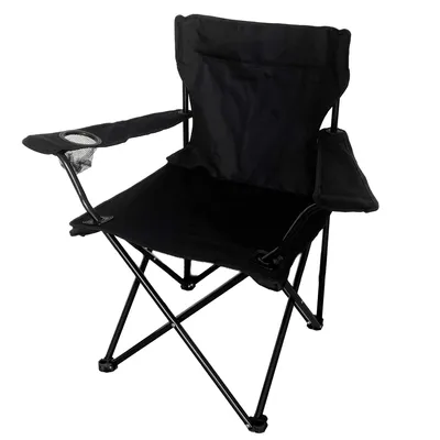 Produktbild von Klappbarer Campingstuhl Angelstuhl Outdoor Gartenstuhl Schwarz bis 100 kg belastbar mit Tragetasche