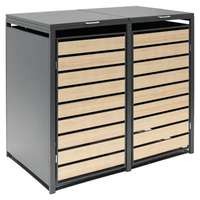 Obrázok produktu pre Kovový odpadkový kôš Westmann Lacina 2x240 L antracit/drevo 80x132x116 cm