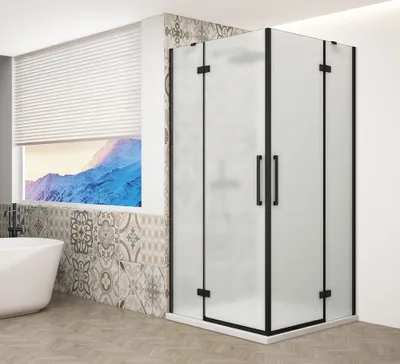 Obrázek produktu pro Gelco TRINITY BLACK čtvercový sprchový kout 1100x1100mm, rohový vstup, matné sklo - GT2211-11M-B