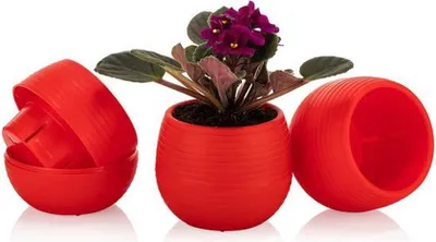 Zdjęcie produktu dla 6 sztuk doniczek Cactus, czerwone, 13 cm, z drenażem, odporne na promieniowanie UV, odporne na zimę