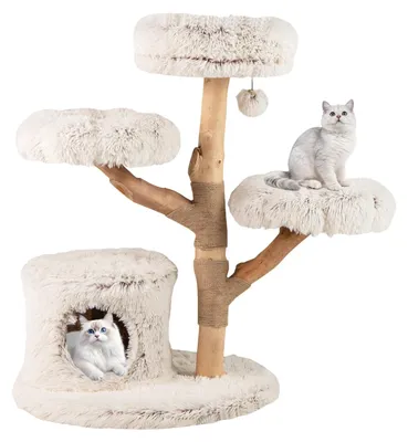 Productafbeelding van Krabpaal voor katten met stevige houten palen en pluche plateaus, 102 cm
