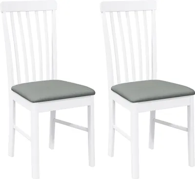 Image de Chaises à manger coussins 2 pcs blanc bois massif caoutchouc