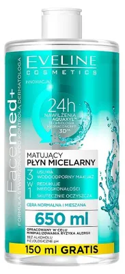 Produktbild von Eveline Cosmetics Facemed+ – Mizellenwasser, reinigend, feuchtigkeitsspendend – 6er Karton