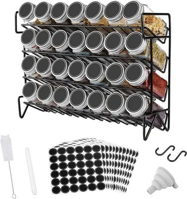 Produktbild von Küchenkräuter Organizer mit Kräutertöpfen schwarz grün weiß