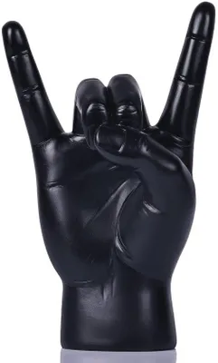Produktbild von Kunsthars-Beeld mit Rock-On-Handgebaar - schwarz - dekorativer Tischschmuck für Musikliebhaber