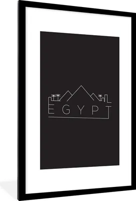 Produktbild von MuchoWow® MuchoWow® Gerahmtes Poster Skyline "Ägypten" weiß auf schwarz 60x90 cm - Poster mit zchwarzem Bilderrahmen - Dekoration - Wandposter Wohnzimmer - Hochwertig
