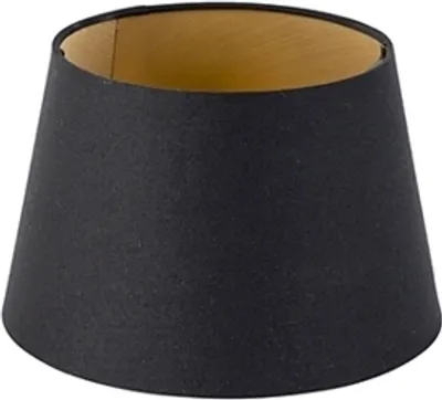 Produktbild von QAZQA Modern Baumwolle Baumwolllampenschirm schwarz 20I15I13 mit Gold I Messingenem Interieur ,