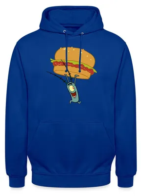 Produktbild von Spreadshirt Spongebob Schwammkopf Plankton Mit Hamburger Uni Hoodie, M, Royalblau