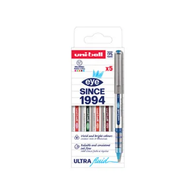 Produktbild von uni-ball Tintenroller eye fine UB157E PF, 5er Etui, sortiert