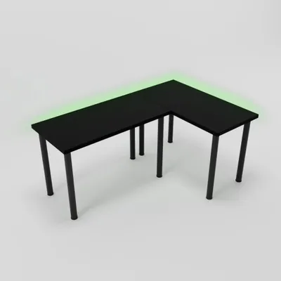Produktbild von Eck-Gaming-Schreibtisch Marco Game Corner LED RGB 2x Kabellöcher und 8 Beine 180x120x60cm Schwarz