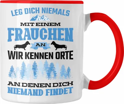 Produktbild von Trendation - Frauchen Tasse Geschenk Lustig Spruch Hundebesitzerin Geschenke Hund (Rot)