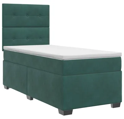 Obrázok produktu pre Skriňová posteľ s matracom tmavozelená 100 x 200 cm zamatová