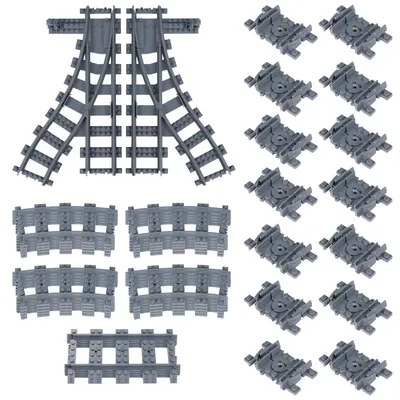 Zugschienen-Set, 33-teilig, Stadtgleise, kompatibel mit Marktführern