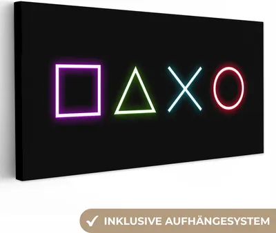 Produktbild von MuchoWow® - Leinwandbilder - Gaming - Neon - Konsole - Schwarz - Controller - Gaming, Wandbild, Wanddeko Bilder Wohnzimmer, 80x40 cm