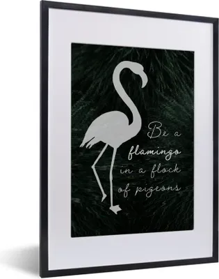 Produktbild von MuchoWow® MuchoWow® Gerahmtes Poster Zitat - Gras - Flamingo 30x40 cm - Poster mit zchwarzem Bilderrahmen - Wandposter Schlafzimmer