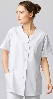 Produktbild von Damen Kasack halbarm weiß, Gr. XS : XS : weiß : 50% Baumwolle 50% Polyester 175 g/m²