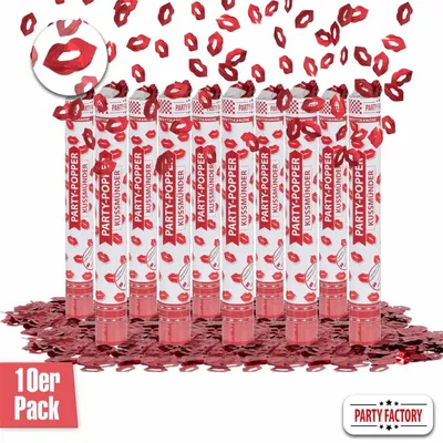 Produktbild von Party Popper 40cm Kussmund 10er Set Liebe Hochzeit Valentinstag Konfetti Deko