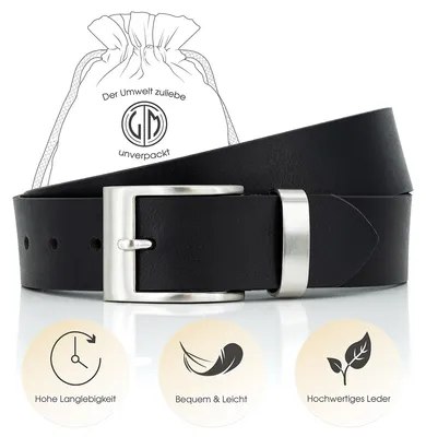 Produktbild von LINDENMANN Ledergürtel Herren, schwarz 40 mm Büffelleder, XL/XXL, Größe / Size:Bundweite 95 cm Gesamtlänge 110 cm W 37.4 L