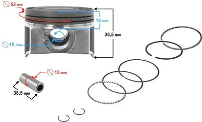 Immagine prodotto di Pistone 125 cc per scooter B-Max (diametro perno: 15 mm)