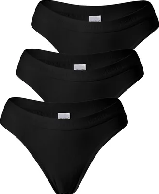 Produktbild von Yenita® Strings 3er Set Damen Tanga mit elastischem Logobund L schwarz