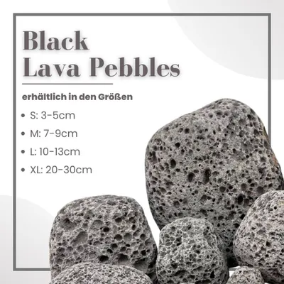 Produktbild von Aquarium Natursteine Black Lava Pebbles Steine 25 kg Mix Größe S-XL