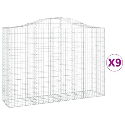 Zdjęcie produktu dla vidaXL Gabiony z wysokim łukiem 9 szt. 200x50x140/160cm Ocynkowane żelazo