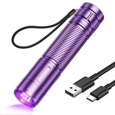 Zdjęcie produktu dla Latarka UV LED 395 nm ładowalna wodoodporna do wykrywania zanieczyszczeń