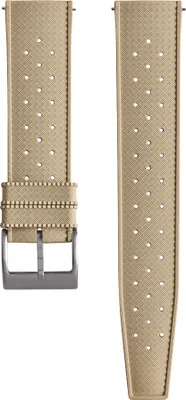 Produktbild von Gumowy pasek do zegarka w stylu tropikalnym CHROONOO - Khaki, 22 mm, srebrny szczotkowany