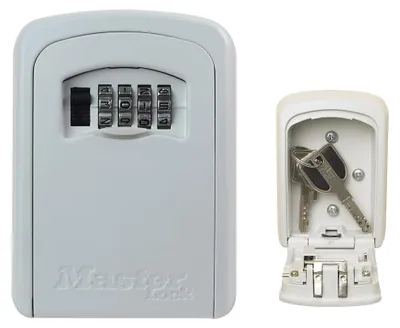 Productafbeelding van Sleutelkastje - Sleutelkluis - Muurbevestiging - Wit - Buiten en binnen - 11,9 x 8,5 x 3,6 cm