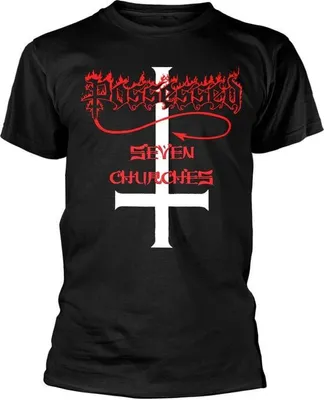 Zdjęcie produktu dla T-shirt męski Possessed, czarny, kolekcja "Seven Churches", odzież dla fanów zespołu, 100% bawełna, rozmiar S